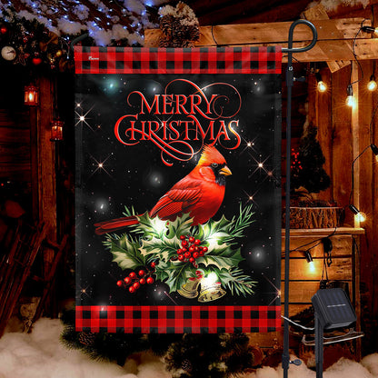 Cardinal Merry Christmas Solar LED Garden Flag QTR408SF 3-Day Shipping