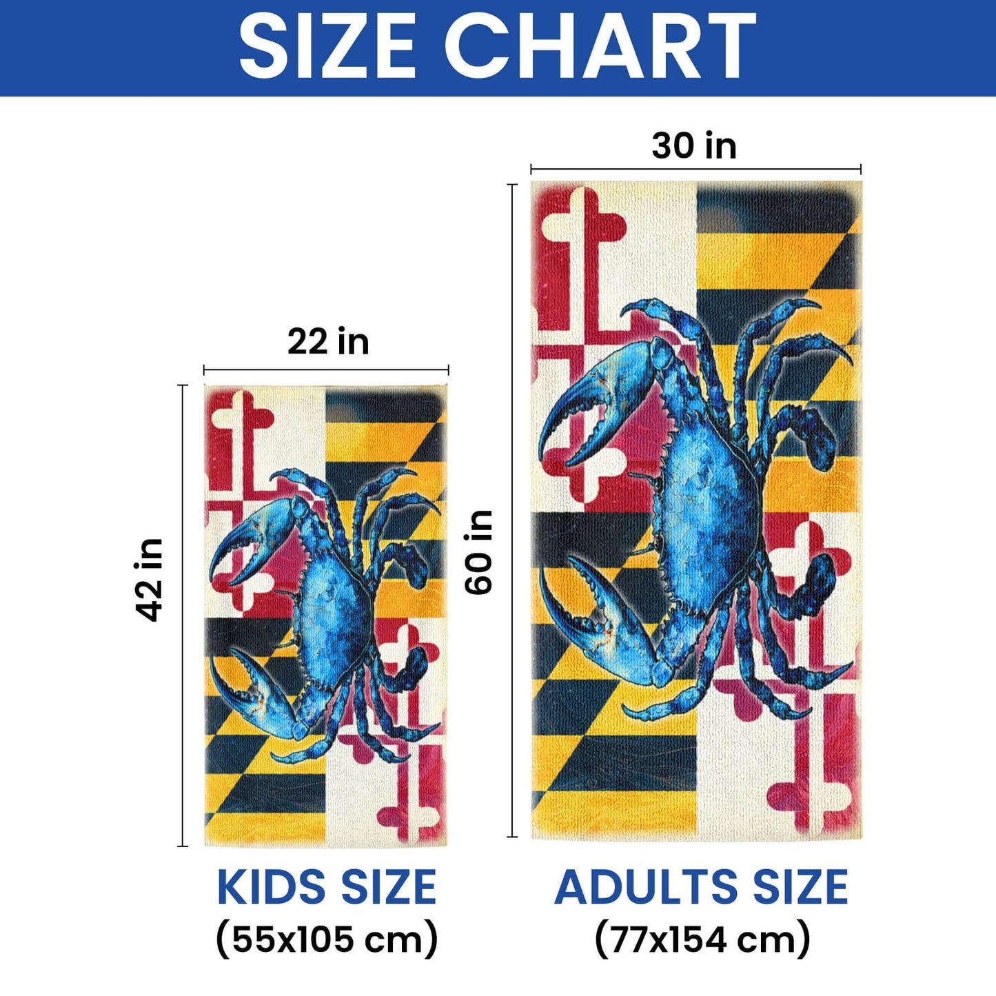 Maryland Blue Crab Coastal Summer Vibes Beach Towel TQN5280HVN