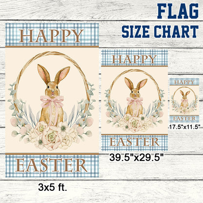 Bunny Easter Flag Floral Bunny Wreath TQN1060F