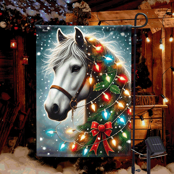 Christmas Horse Solar LED Garden Flag MLN4444SF