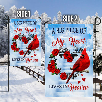 Cardinal Garden Flag &amp; Mailbox Cover A Big Piece Of My Heart Lives In Heaven TQN540MF