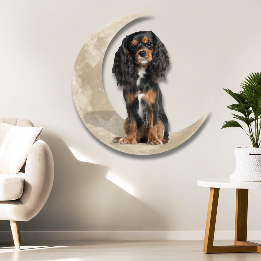 Black And Tan Cavalier On The Moon Hanging Metal Sign QNK879MSv61
