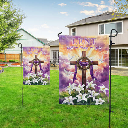 The Season Of Lent Easter Flag Christian Cross Purple Lent Flag VTM1186NGT