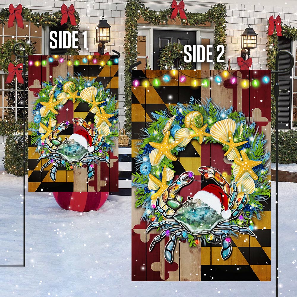 Blue Crab Maryland Christmas Flag TPT480F