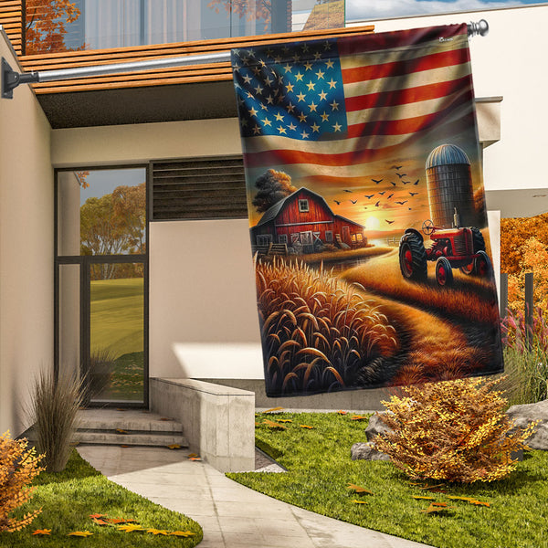 Farm Life Tractor So God Made A Farmer American Flag TQN3083F