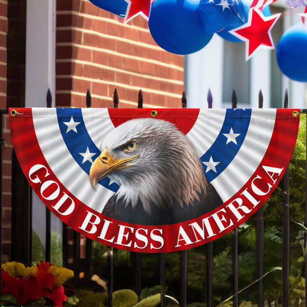 Flagwix American Flag - Eagle God Bless America Non-Pleated Fan Flag MLN3145FL