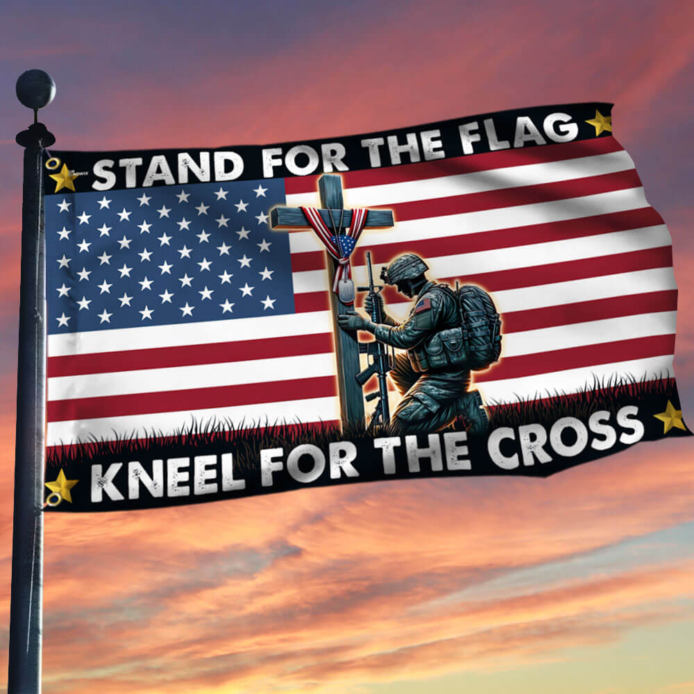 Stand For The Flag, Veteran Christian Cross Memorial Day Flag TPT2692TNB