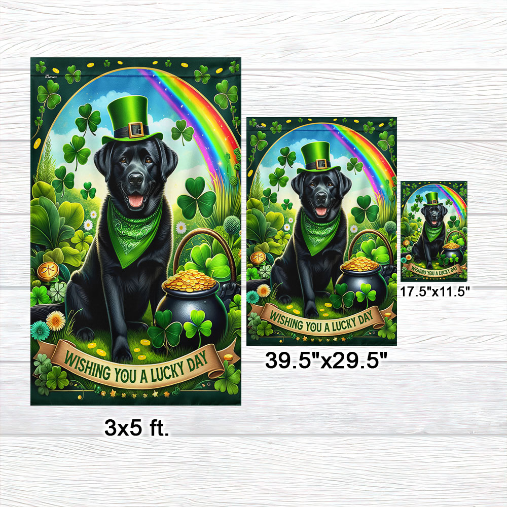 Black Labrador Retriever St. Patrick's Day Flag MLN2612F