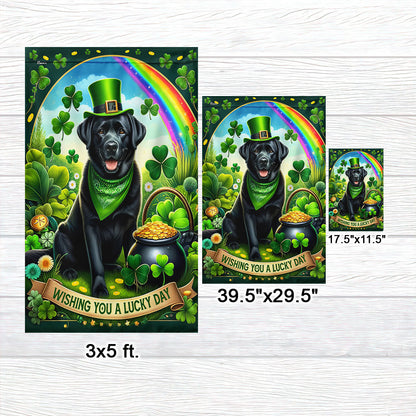 Black Labrador Retriever St. Patrick's Day Flag MLN2612F