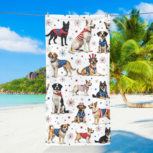 Patriotic Dogs American Beach Towel VTM1354TNB