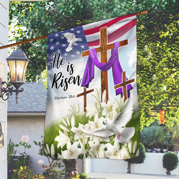 Easter Christian Cross Jesus Christ He Is Risen Flag MLN920F