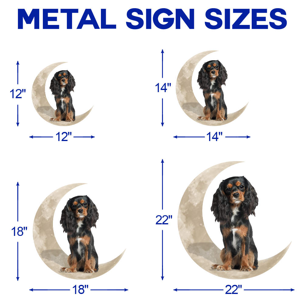 Black And Tan Cavalier On The Moon Hanging Metal Sign QNK879MSv61