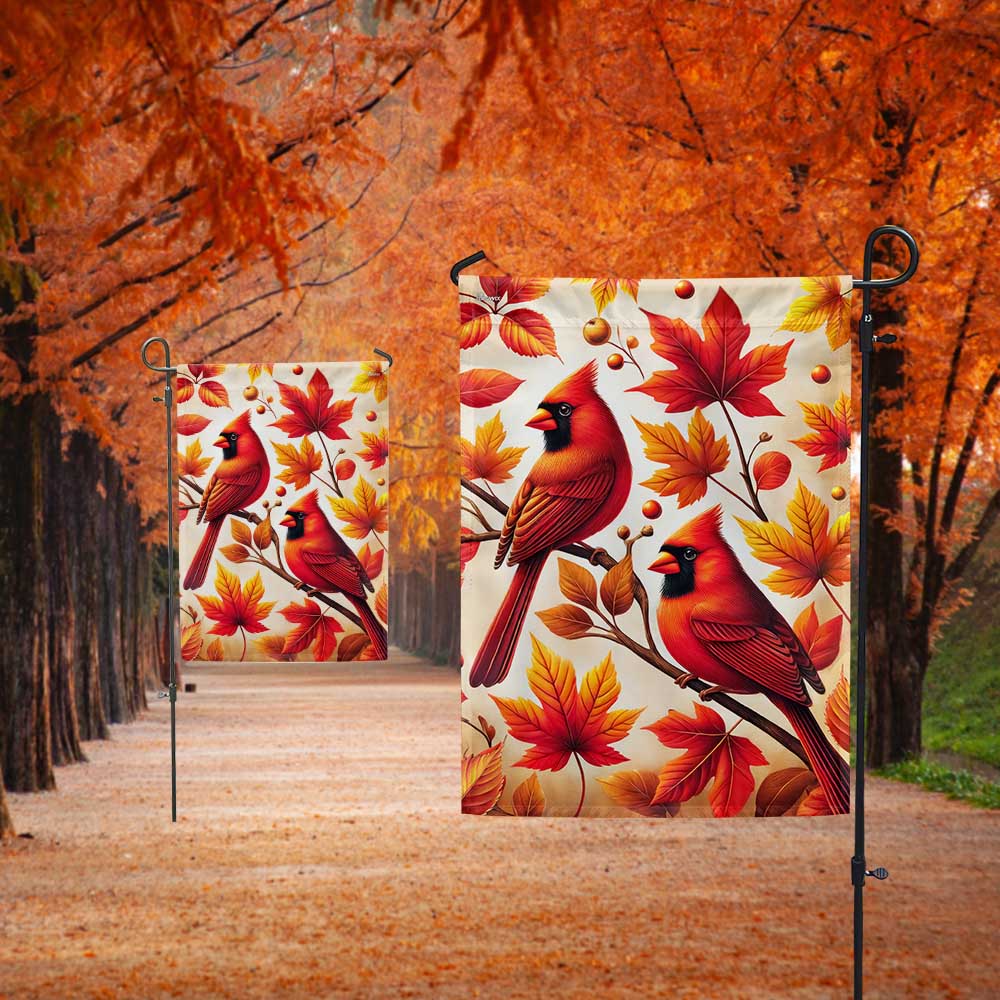Cardinals Fall Autumn Leaves Flag MLN3557F
