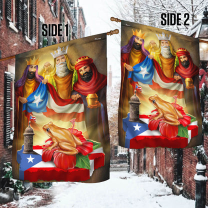 Brown Coqui Frog Three Kings Christmas Puerto Rico Flag TPT1377Fv1