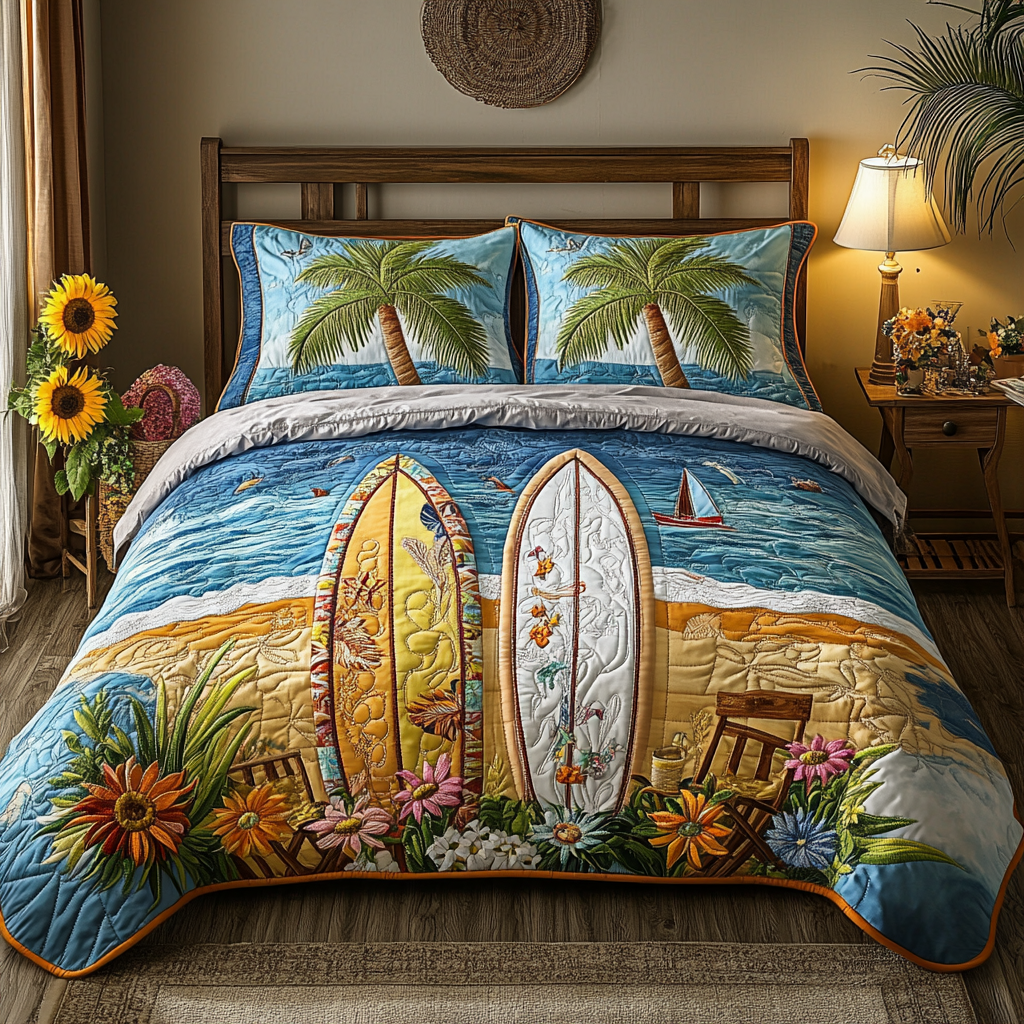 Ocean 3-Piece Quilted Bedding Set NCU0VT151