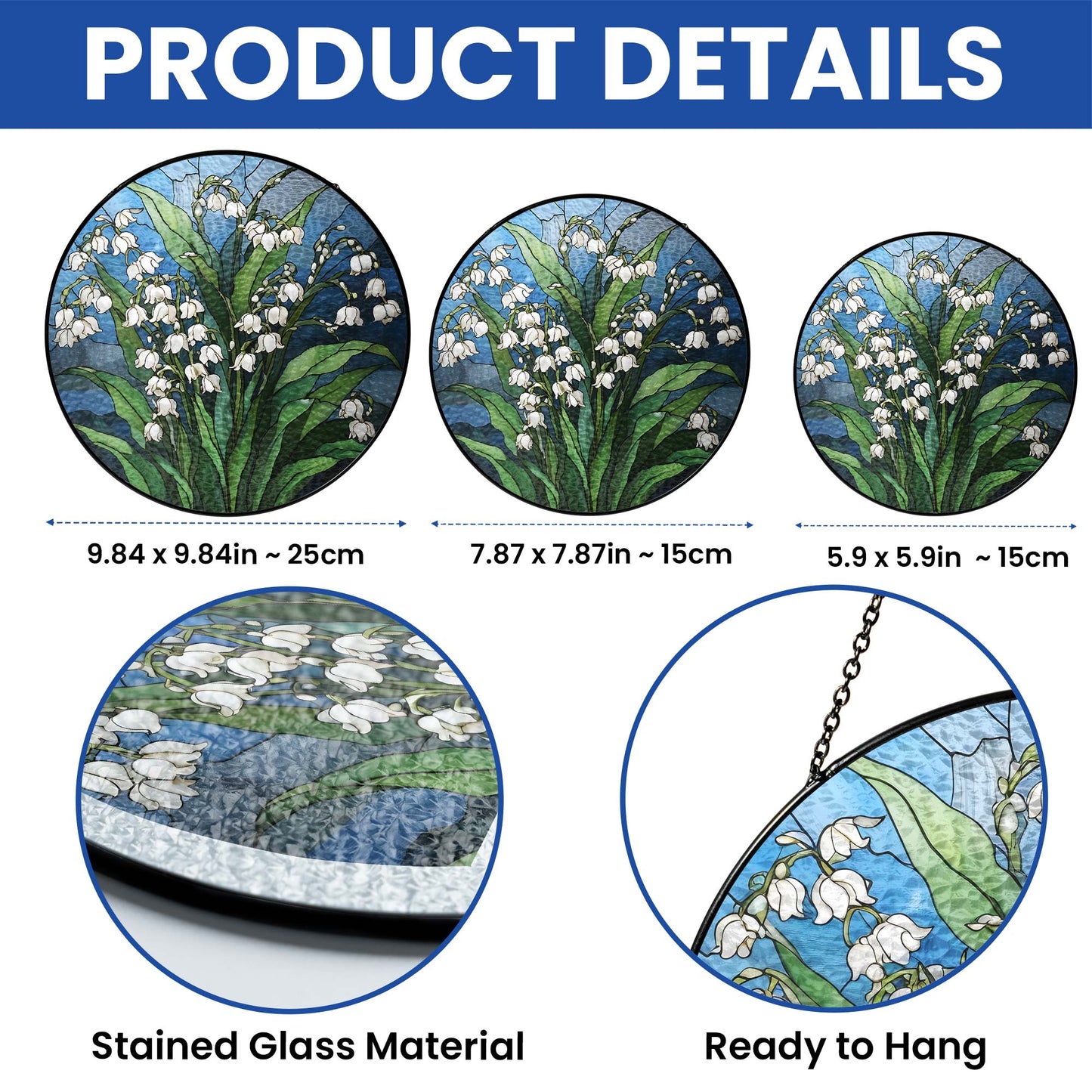 Lily of Valley Flower Stained Glass Suncatcher MLN4820TDH