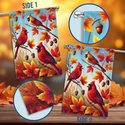 Cardinal Fall Autumn Leaves Welcome Fall Flag MLN3685F