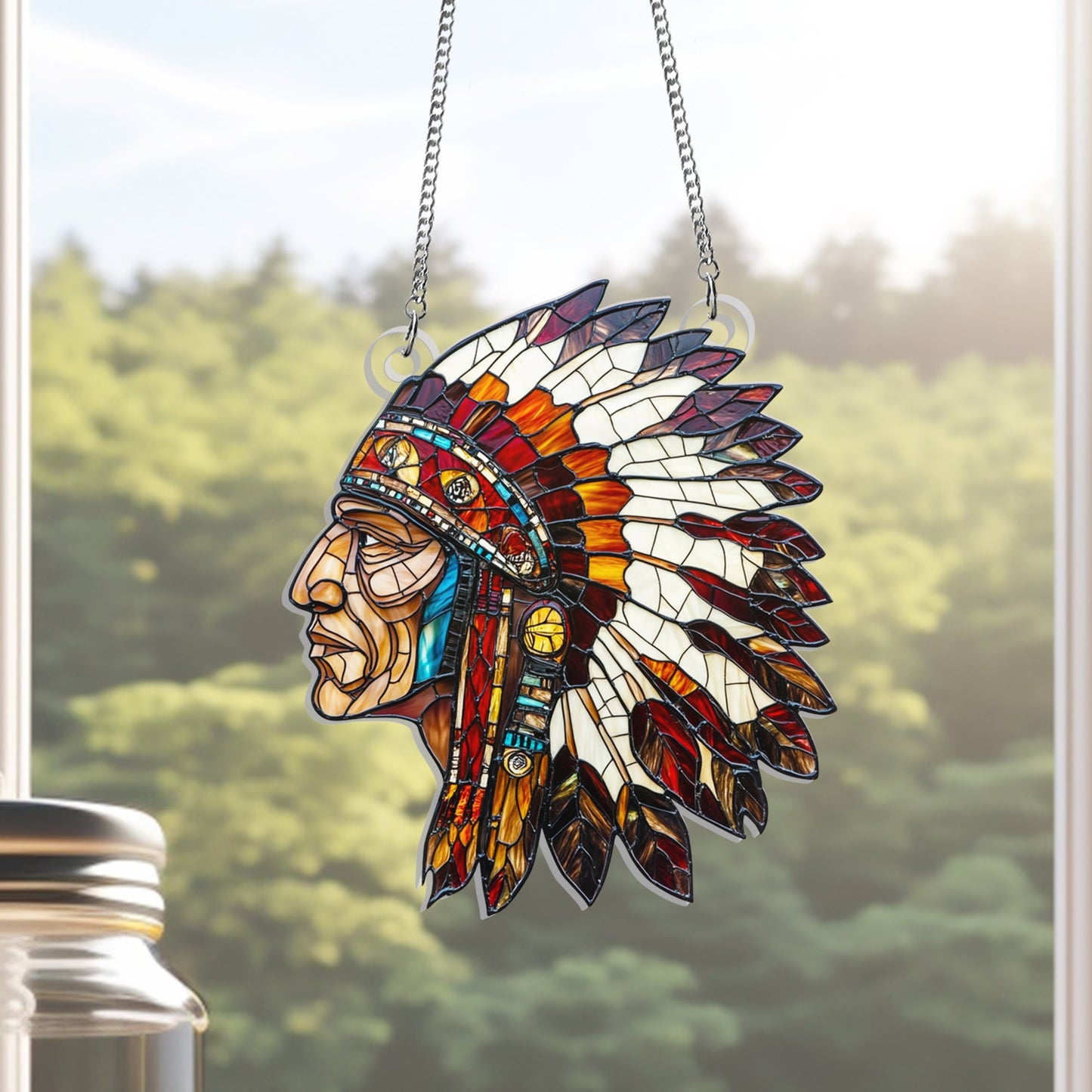 Native American Suncatcher Acrylic Hanging Sign TQN4577AS