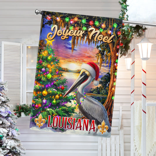 Cajun Christmas Pelican Flag - Louisiana 'Joyeux Noël' Holiday Décor MLN4248F - 3-Day Shipping
