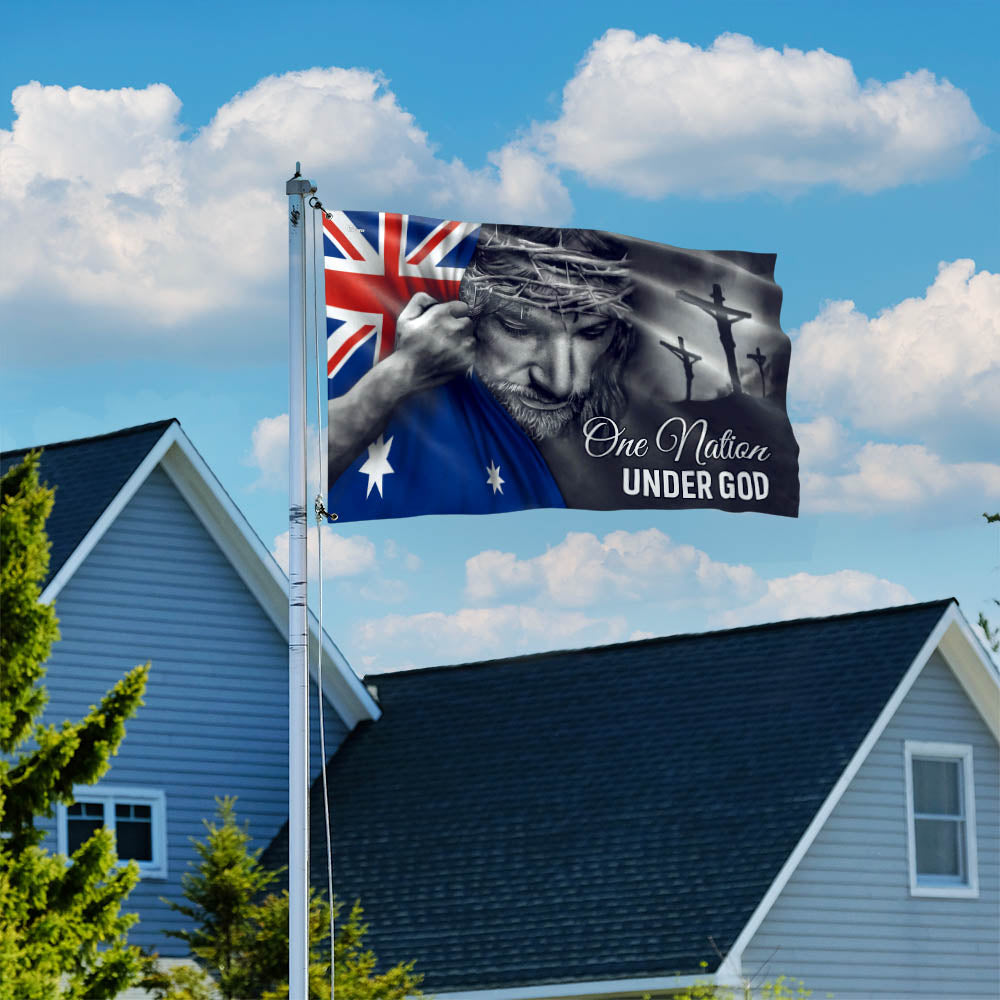One Nation Under God Jesus Australian Flag - Patriotic Grommet Flag QTR1177TTH
