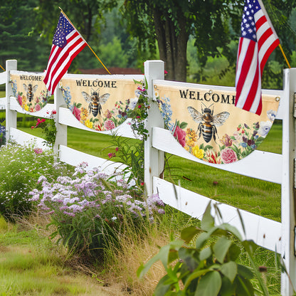 Bee Flowers Welcome Summer Non Pleated Fan Flag TQN5389NTH