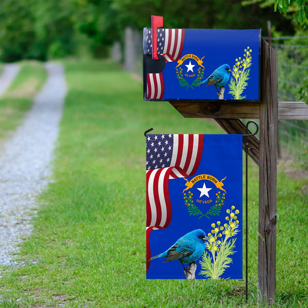Nevada State Mtn.Bluebird and Sagebrush Garden Flag &amp; Mailbox Cover MLN1141MFv31