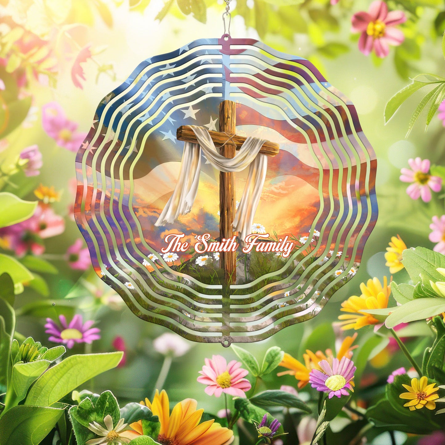 Personalized Christian Cross, Easter Day Christian Wind Spinner TPT2647TDH