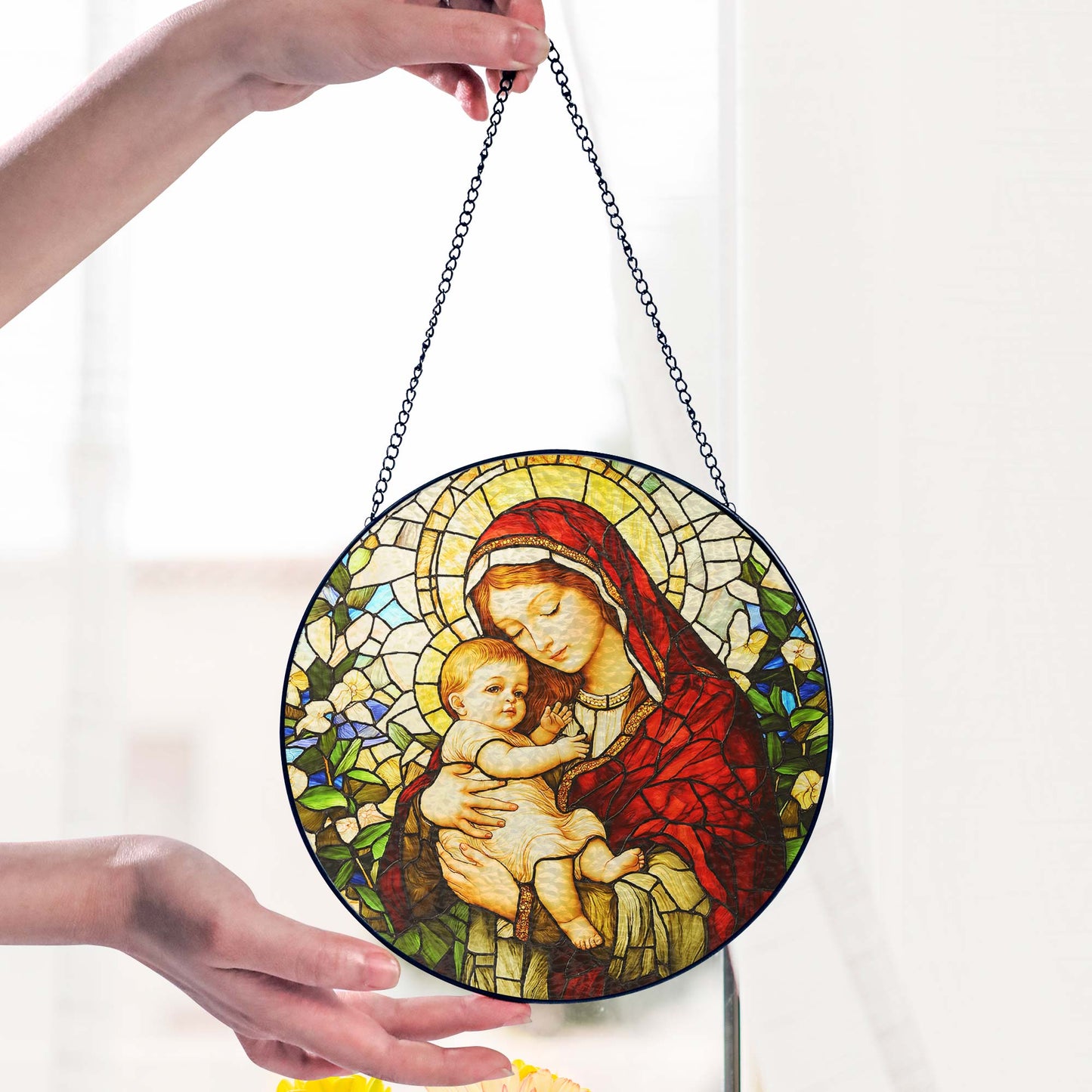 Blessed Virgin Mary Catholic  Religious Stained Glass Suncatcher TQN5189HVN