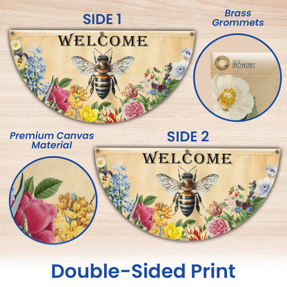 Bee Flowers Welcome Summer Non Pleated Fan Flag TQN5389NTH