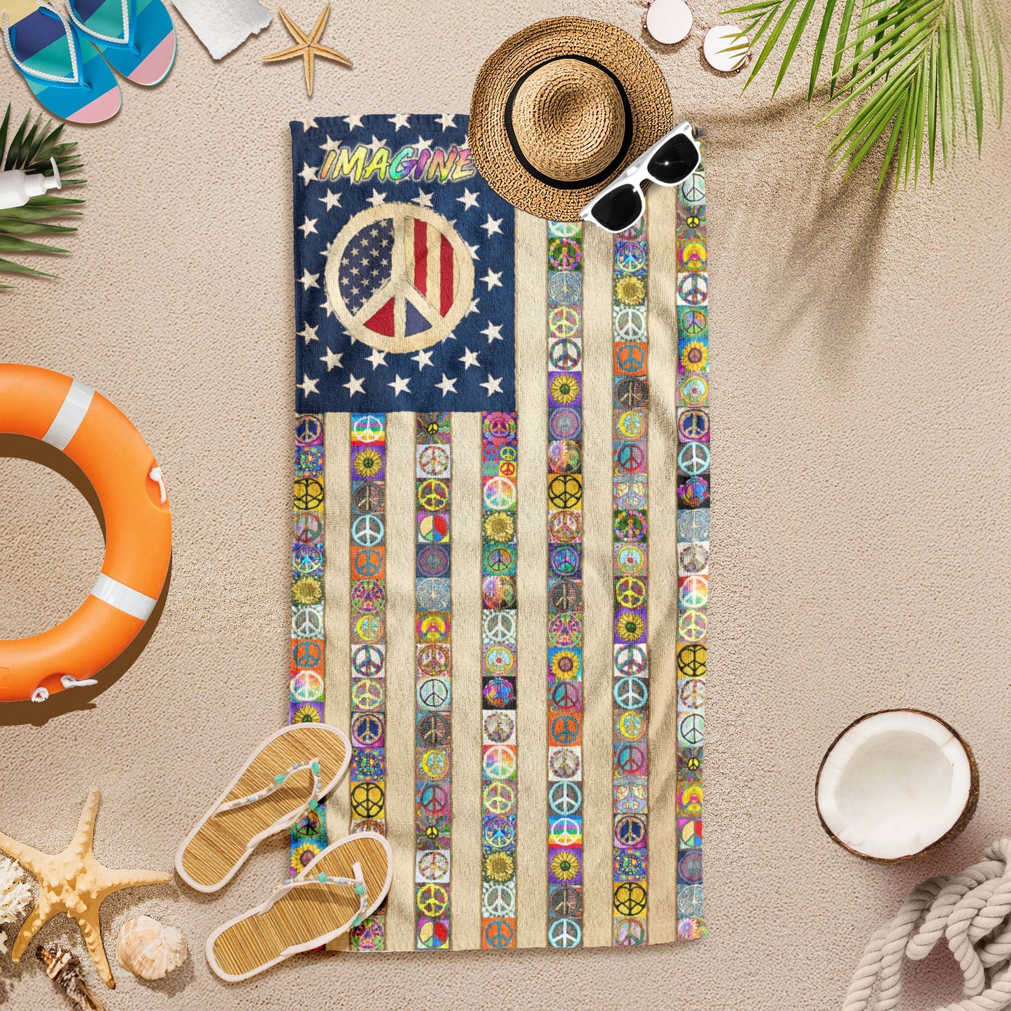 Peace Sign Hippie Beach Towel MLN5762LTH