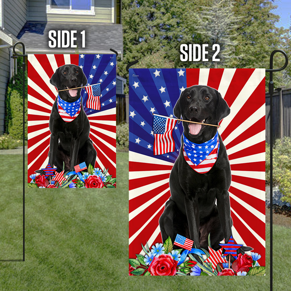Black Labrador Retriever 4th Of july Independence Day Flag