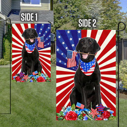 Black Labrador Retriever 4th Of july Independence Day Flag
