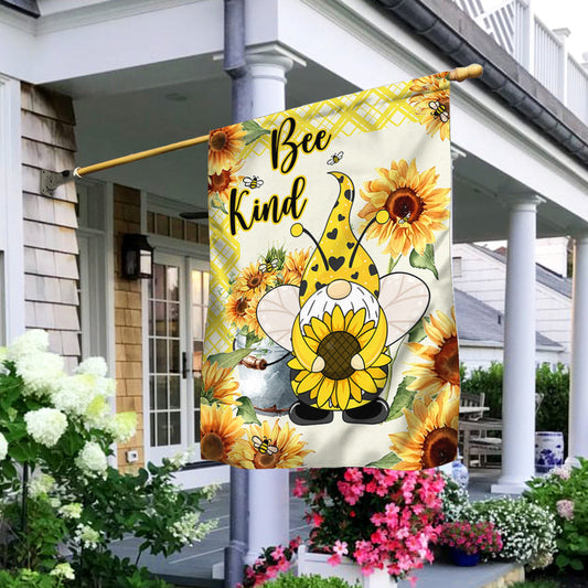 Bee Gnome Sunflower Bee Kind Flag MLN343F