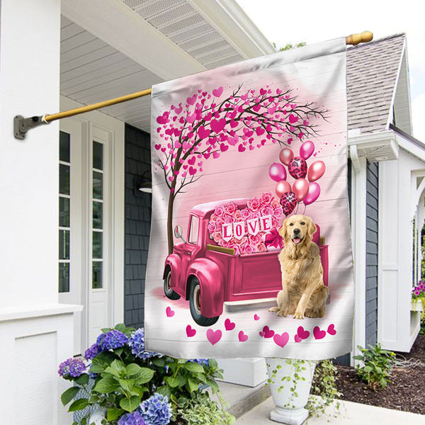 Dog Flag Valentine Golden Retriever Dog Flag QTR380F