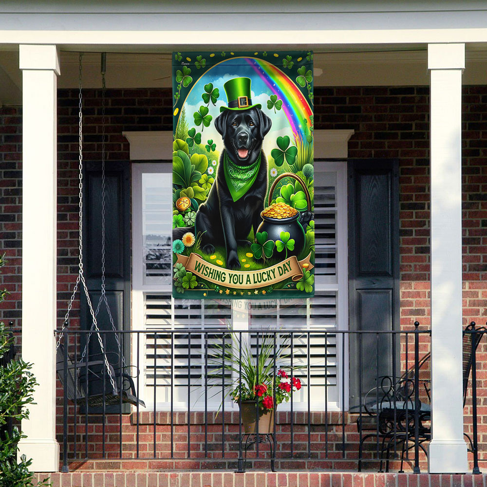 Black Labrador Retriever St. Patrick's Day Flag MLN2612F