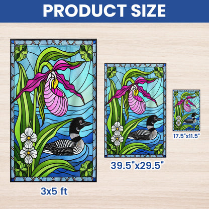 Lady's Slipper Flower and Loon Flag TQN3668F