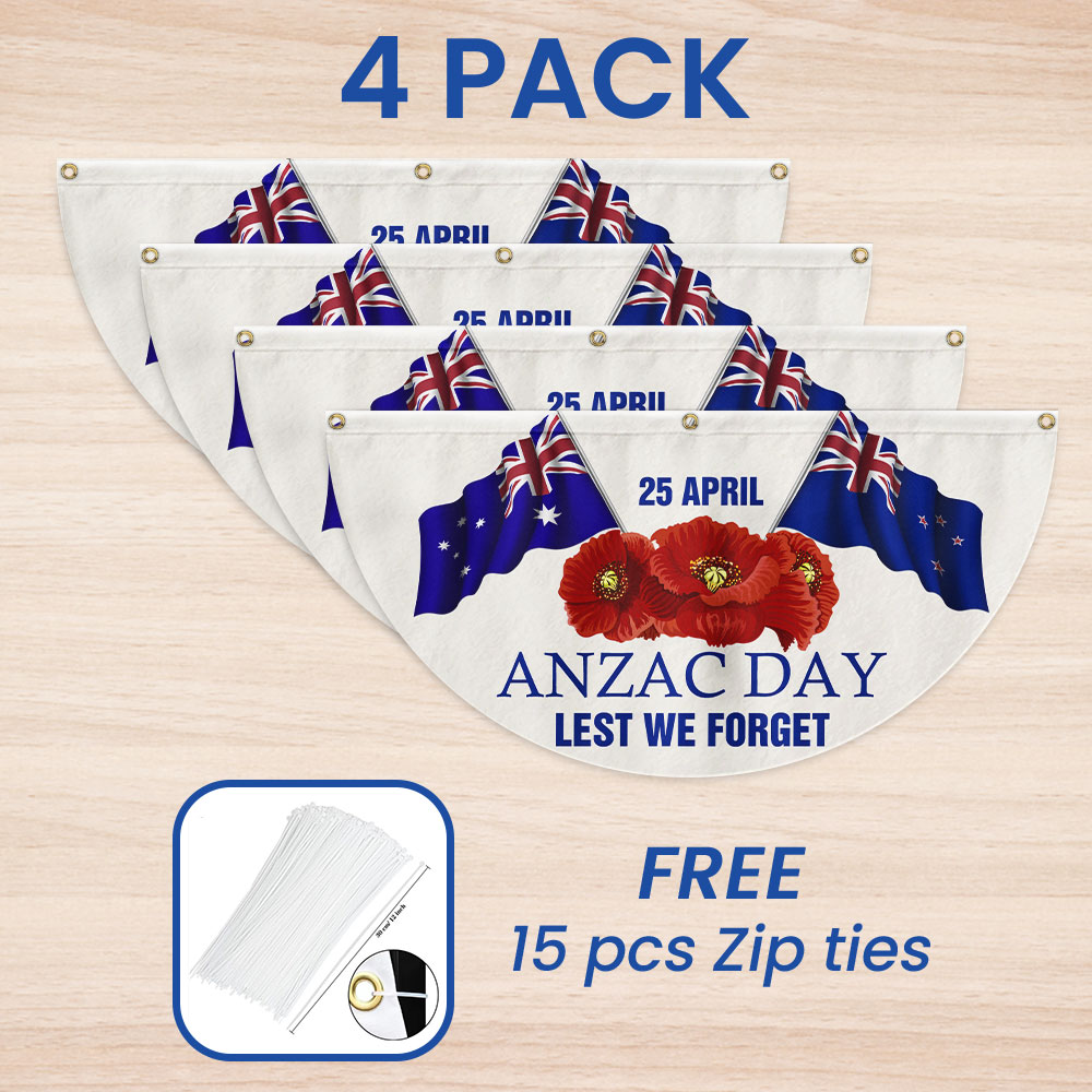 Anzac Day 25 April Lest We Forget Non-Pleated Fan Flag TQN2823FL