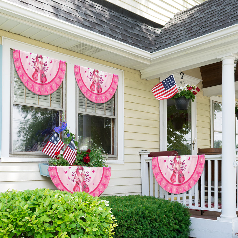 Breast Cancer Awareness Pink Boxing Gloves Non-Pleated Fan Flag TQN3631FL