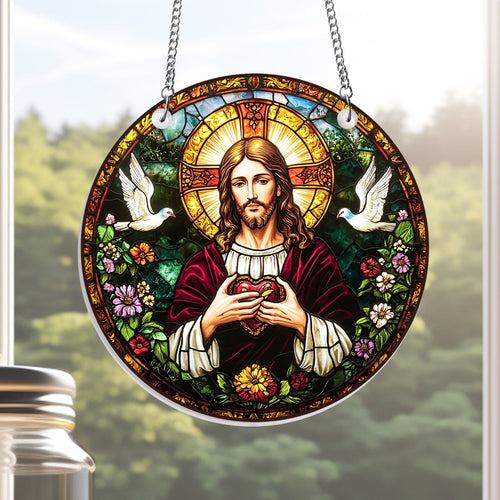 Sacred Heart of Jesus Acrylic Suncatcher Hanging Sign MLN4969AS