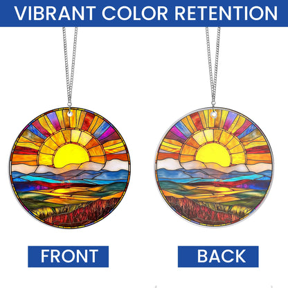 Sunset Sunrise Landscape Suncatcher Acrylic Window Hanging TQN4382AS