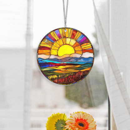 Sunset Sunrise Landscape Suncatcher Acrylic Window Hanging TQN4382AS