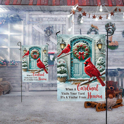 Cardinal Winter When a Cardinal Visits Your Yard It's a Visitor From Heaven Flag MLN4356F