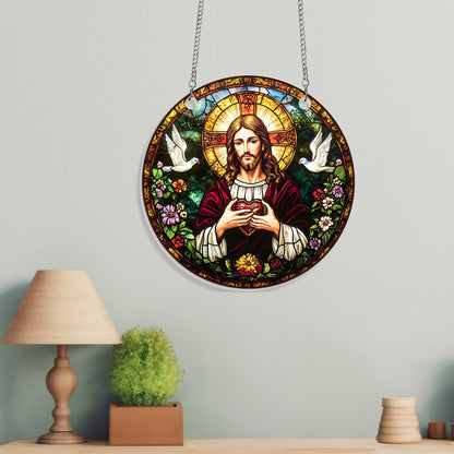 Sacred Heart of Jesus Acrylic Suncatcher Hanging Sign MLN4969AS