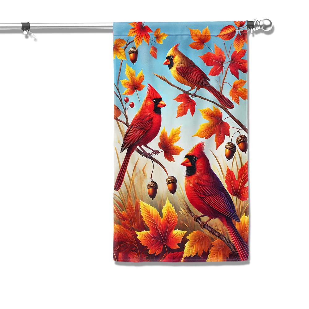 Cardinal Fall Autumn Leaves Welcome Fall Flag MLN3685F