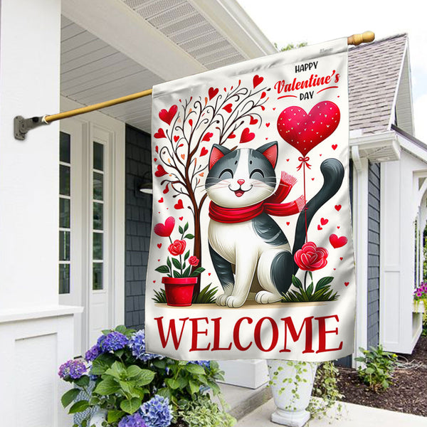 FLAGWIX  Cat Happy Valentine's Day Flag TQN2410F