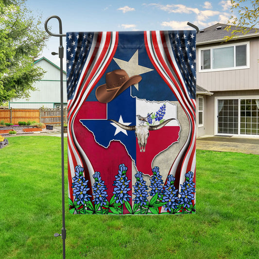 Texas Longhorn Bluebonnet Flag - State flag