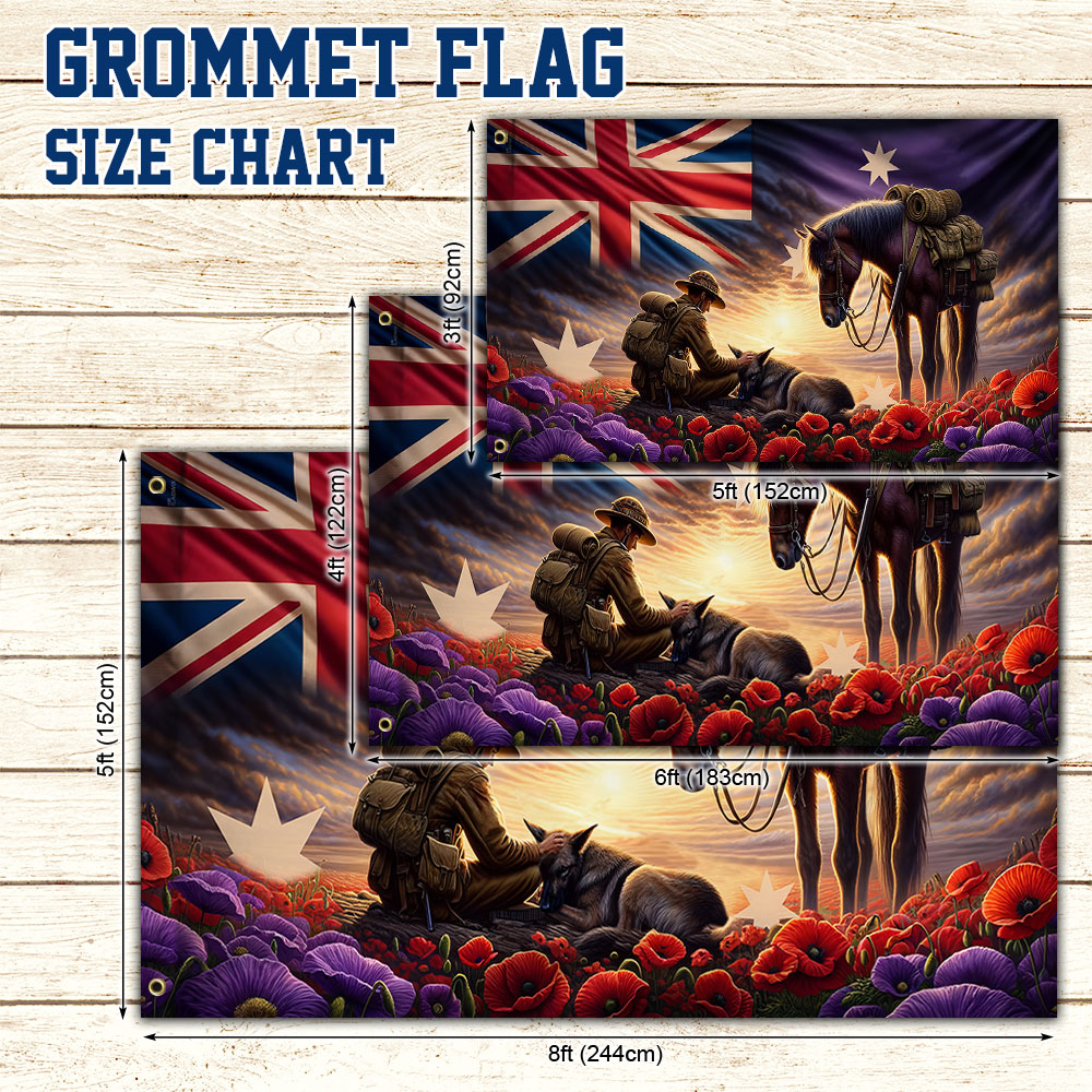 Anzac Day Australia They Also Served Animals In War Grommet Flag TQN2696GF