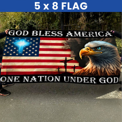 Patriot Eagle Christian God Bless America One Nation Under God Grommet Flag MLN5766NTH