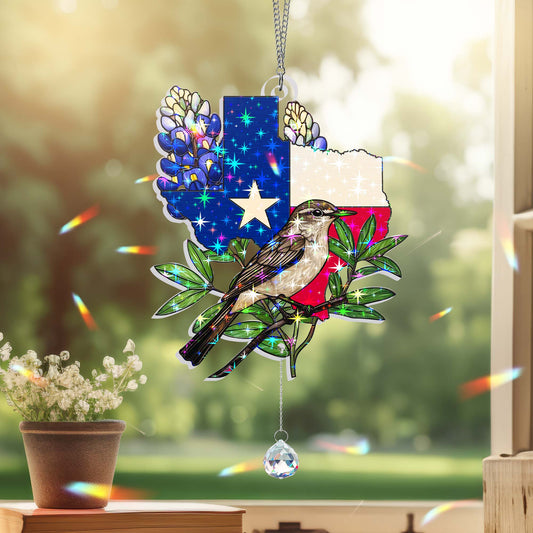 Texas Northern Mockingbird Hologram Window Hanging VTM1527NGT
