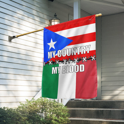 Italian and Puerto Rican My Country My Blood Flag VTM1226NTH